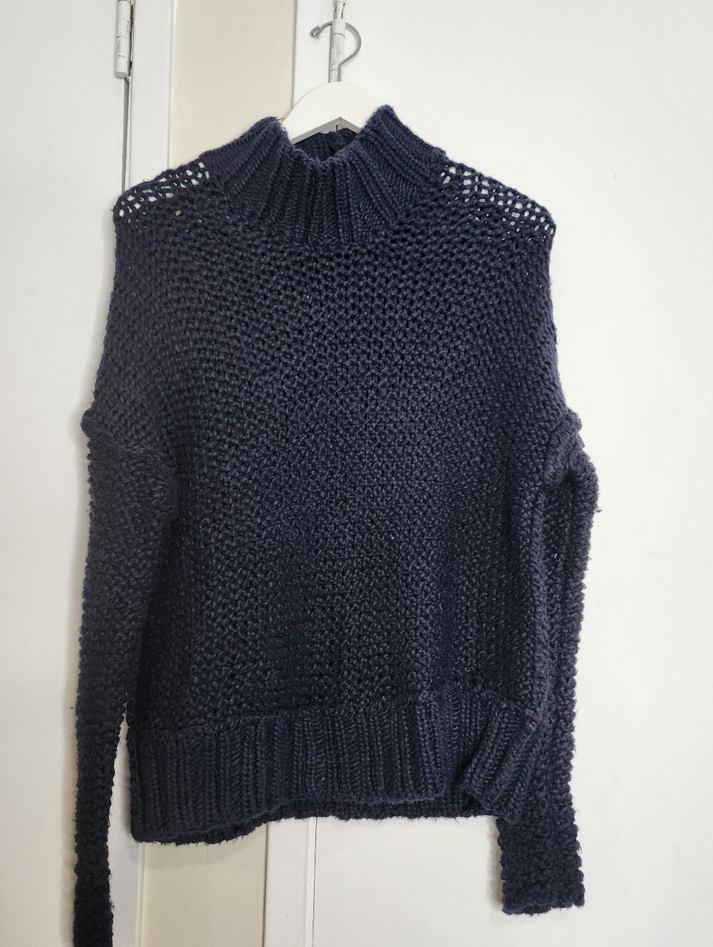 Free‎ People Navy Chunky Knit Turtleneck Sweater